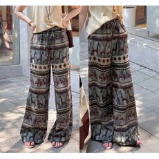 批发2026夏宽松休闲拖地<b class='q'>裤</b>洋气减龄遮肉显瘦动物印花直筒休闲<b class='q'>裤</b>