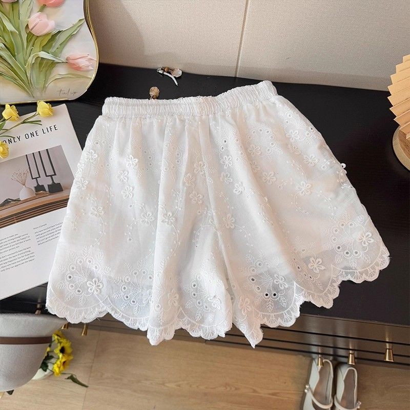 한국 동대문 무거운 작업 2026 새로운 홀로우 아웃 자수 레이스 반바지