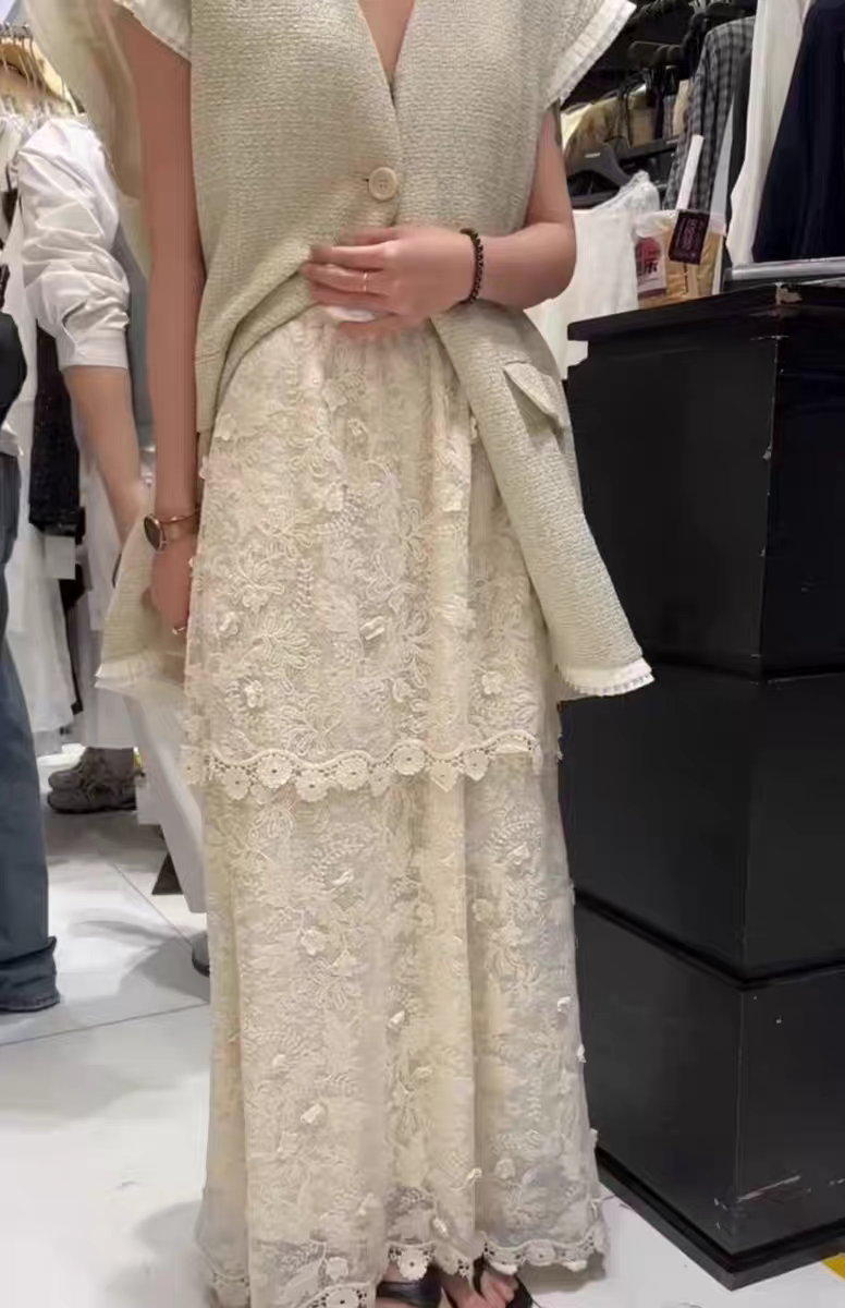 한국 egg jrg 무거운 작업 레이스 반신 스커트 여성 2026 새로운 타이트 스커트 작은 키 품격 롱 스커트