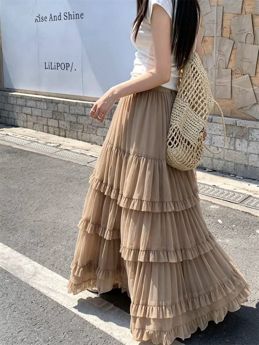 网纱半身裙26秋新款高腰显瘦浪漫仙女纱裙蛋糕显瘦蓬蓬裙   服裝批發女裝批發服飾貨源