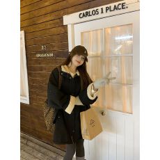 批发防水小牛津面料+250克羊羔绒内里韩系慵懒风加绒加厚派克服大衣