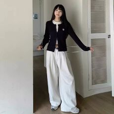 批发慵懒风针织开衫毛衣<b class='q'>外套</b>女装早秋季2025新款外搭<b class='q'>修身</b>长袖刺绣上衣