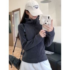 批发连帽<b class='q'>卫衣</b>奶fufu加厚加绒奥粒绒外套女春秋冬季<b class='q'>开衫</b>瑜伽服运动上衣