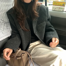 批发韩国chic东大门复古气质高级感英伦风百搭休闲毛呢西装外套3色女