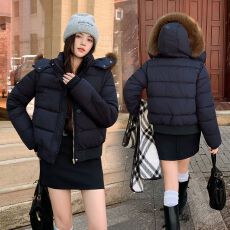 批发<b class='q'>韩国</b>东大门chic新款毛领女短款韩版小个子加厚服冬装外套棉服女