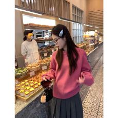批发<b class='q'>韩国</b>东大门 亮色圆领针织衫简约时尚百搭毛衣上衣新款套头女