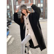 批发<b class='q'>韩国</b>chic秋冬新款长款外套羊羔绒百搭宽松时尚外套ins潮