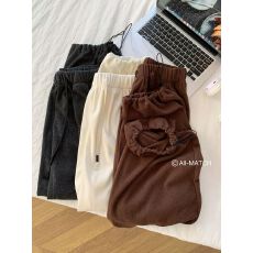 批发韩系细毛巾绒束脚抽绳韩系慵懒风松弛感高腰抽绳弯刀<b class='q'>女</b>百搭阔腿<b class='q'>裤</b>