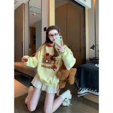 批发韩系美式复古卡通图案连帽卫衣男女秋冬新款外套休闲百搭上衣潮