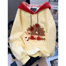 批发韩系美式复古卡通图案连帽卫衣男女秋冬新款外套休闲百搭上衣潮