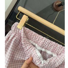 批发实拍包条少女可爱简约格子宽松遛弯长裤女夏季网红风新款休闲裤