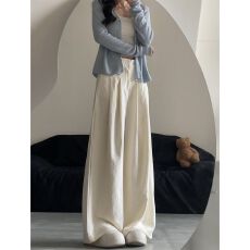 批发<b class='q'>白色</b>阔腿裤女春2026新款高腰垂感小个子直筒韩系慵懒山本西装裤子