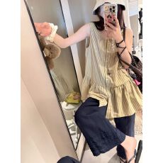 批发韩系chic2026木耳花边<b class='q'>亚麻</b><b class='q'>阔腿裤</b>女夏薄款慵懒九分休闲直筒山本<b class='q'>裤</b>