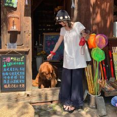 批发韩系chic木耳三层花边<b class='q'>亚麻</b><b class='q'>阔腿裤</b>女夏薄款慵懒九分休闲直筒山本<b class='q'>裤</b>