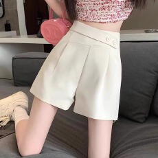 批发2026西装<b class='q'>短裤</b>女夏季薄款大码设计感不规则宽松高腰显瘦阔腿A字裤