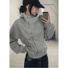 批发韩国chic 2026新款不规则vibe拉链帅气设计 hardy<b class='q'>连帽卫衣</b>外套