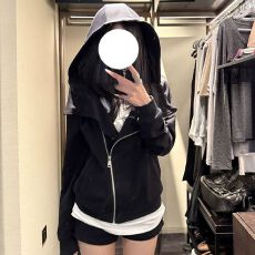 批发韩国纯棉华棉复合卫衣不规则vibe拉链帅气设计 hardy<b class='q'>连帽卫衣</b>外套
