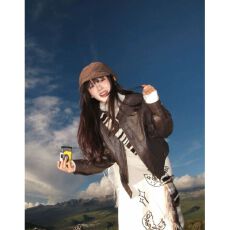 批发PU皮面料+ 韩系chic2026新款松弛感立领机车短款皮衣女春<b class='q'>秋</b>皮夹克