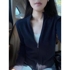 批发美式复古立领拉链早<b class='q'>春</b>季开衫毛衣外套女休闲慵懒风外搭针织衫上衣