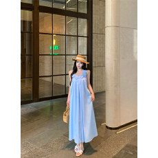 批发法式重工立体花朵无袖吊带<b class='q'>裙</b>夏宽松长款露背度假连衣<b class='q'>裙</b>