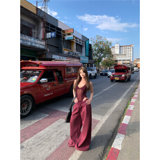 批发实拍！穿搭一整套纯欲风网纱连体吊带上衣女辣妹高腰显瘦阔腿裤潮