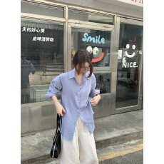 批发极简老钱风白<b class='q'>衬衫</b>翻领长袖<b class='q'>衬衫</b>女韩版基础百搭宽松<b class='q'>衬衣</b>