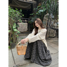 批发实拍实价 韩系甜美温柔风半身裙女宽松高腰百搭A字裙复古碎花半裙