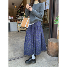 批发实拍实价 韩系甜美温柔风半身裙女宽松高腰百搭A字裙<b class='q'>复古</b>碎花半裙