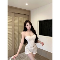 批发实拍 甜梦法则 立体提花<b class='q'>蕾丝</b>带胸垫吊带+<b class='q'>蕾丝</b>花苞裤边<b class='q'>短裤</b>配腰带