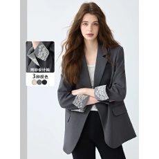 批发休闲灰色<b class='q'>西装</b>外套女2026新款春秋高级感气质都市通勤女士西服上衣
