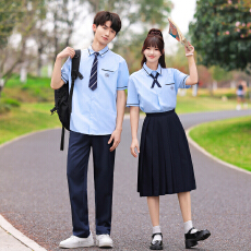 批发实拍2026衬衫情侣装学生短袖班服套装