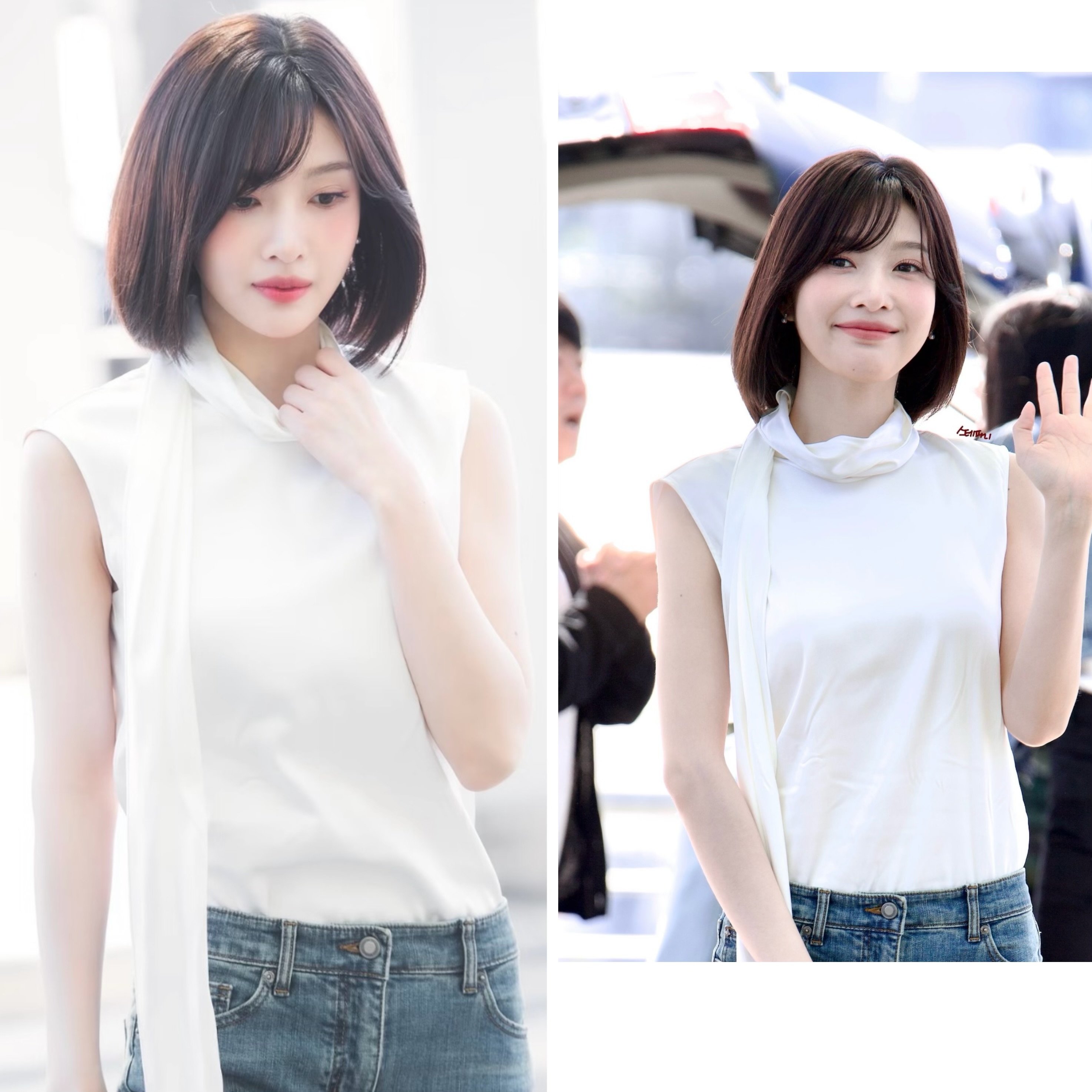 joy 박 보여주기 룽 같은 단락 화이트 빛 요리 한 바람 미니멀리즘 출퇴근 새틴 맨위 여성 고급 센스 민소매 리본 작은 셔츠