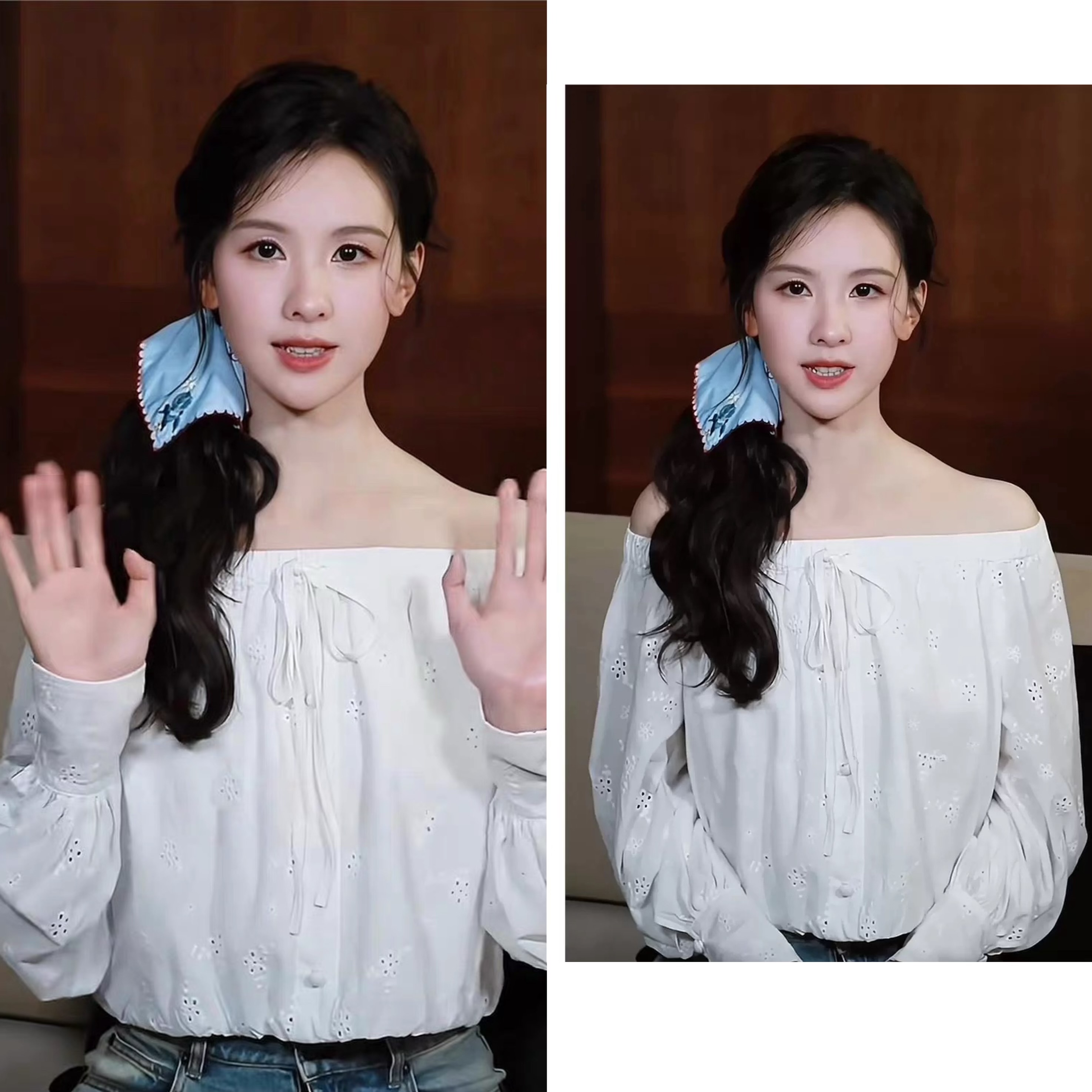 첸 토리노 같은 단락 화이트 꽃 자수 홀로우 아웃 루즈핏 오프숄더 오프숄더 화이트 셔츠 맨위 여성