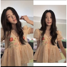 批发卢昱晓<b class='q'>明星</b>同款法式甜美风纯棉刺绣V领泡泡袖衬衫女花园风上衣夏