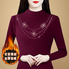 批发实拍 2025秋冬新款双面德绒加厚半高领长袖<b class='q'>t</b><b class='q'>恤</b>内搭<b class='q'>妈妈</b>装上衣女