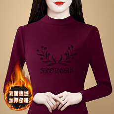 批发实拍 2025秋冬新款双面德绒加厚半高领长袖t恤内搭<b class='q'>妈妈装</b>上衣女