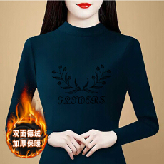 批发实拍 2025秋冬新款双面德绒加厚半高领长袖t恤内搭<b class='q'>妈妈装</b>上衣女