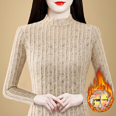 批发实拍 冬季新款打底衫女<b class='q'>蕾丝</b>加绒保暖百搭气质上衣清新潮流小衫女