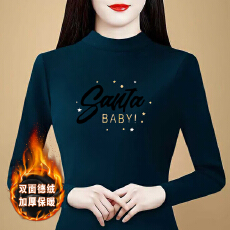 批发实拍 2025秋冬新款双面德绒加厚半高领长袖t恤内搭<b class='q'>妈妈装</b>上衣女