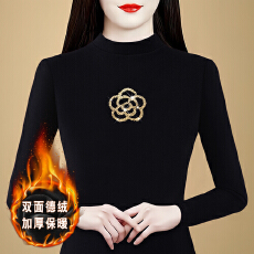 批发实拍 2025秋冬新款双面德绒加厚半高领长袖t恤内搭<b class='q'>妈妈装</b>上衣女