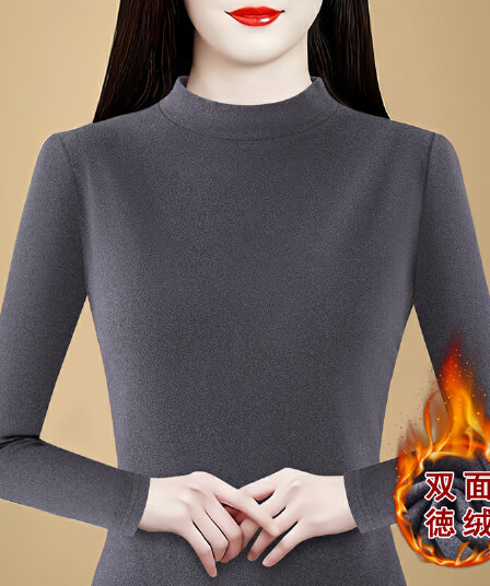 실사 2026 봄 새로운 패션 몸매 가꾸기 양면 De 플러시 기본 셔츠 여성 외국 가스 인사이드 가져 가라. 반하이넥 맨위