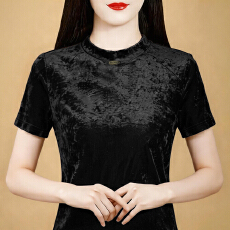 批发实拍 2026夏季<b class='q'>新款</b>冰花绒气质柔软韩版时尚短袖夏季显瘦修身T恤女