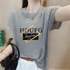 2026夏季新款竹节棉短袖印花大码宽松百搭休闲圆领上衣T恤