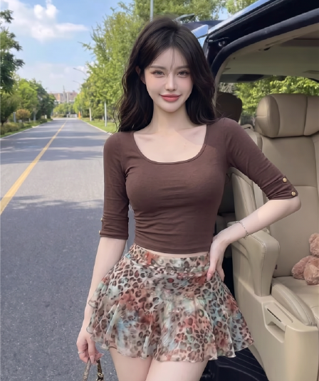 실사 정가 순수한 욕망 핫걸 대 u 칼라 중간 소매 타이트 슬림해 보이는 신축성 반소매 티셔츠 맨위