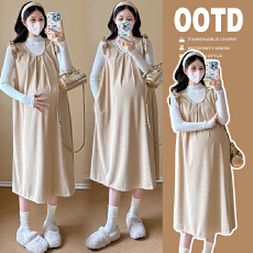 批发实拍2026春季新款孕妇装背带裙两件套装 孕妇<b class='q'>连衣裙</b> 大码女装