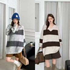 孕妇韩系慵懒风条纹毛衣内搭秋冬季宽松软糯显瘦百搭针织衫上衣