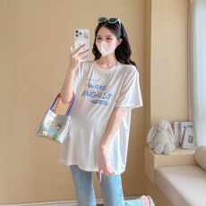 批发实拍夏季新款孕妇装针织上衣宽松大码T恤衫女士t恤上衣