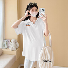 批发实拍夏季新款孕妇装针织上衣宽松大码T恤衫女士t恤上衣