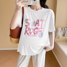 批发实拍夏季新款孕妇装针织上衣宽松大码T恤衫女士t恤上衣