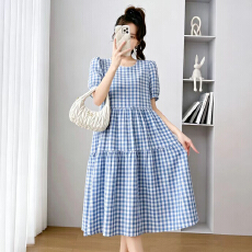 批发实拍夏季格子<b class='q'>孕妇</b><b class='q'>连衣裙</b>宽松<b class='q'>大码</b>中长款显瘦韩版<b class='q'>孕妇</b><b class='q'>裙</b>